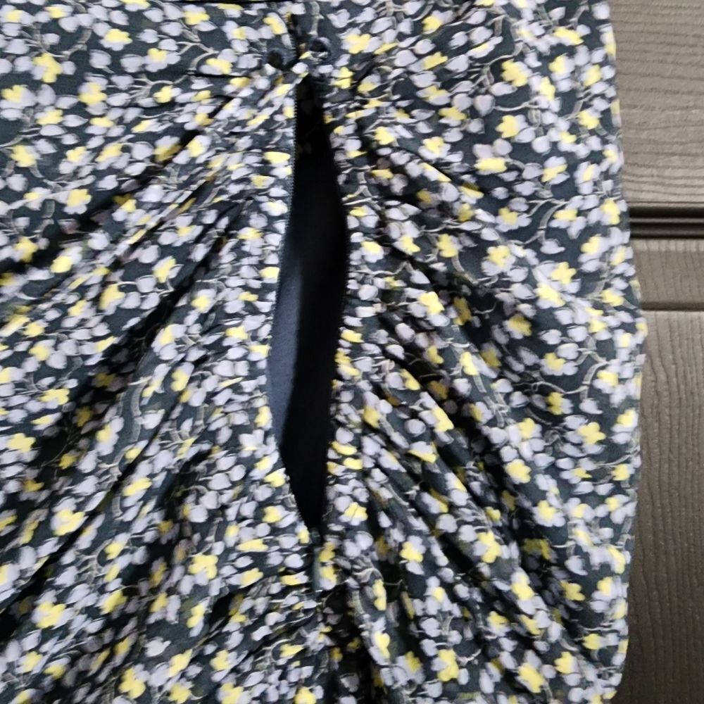 1. STATE Ruched Seam Cascading Calico Skirt in Midnight Sky - Picture 8 of 12